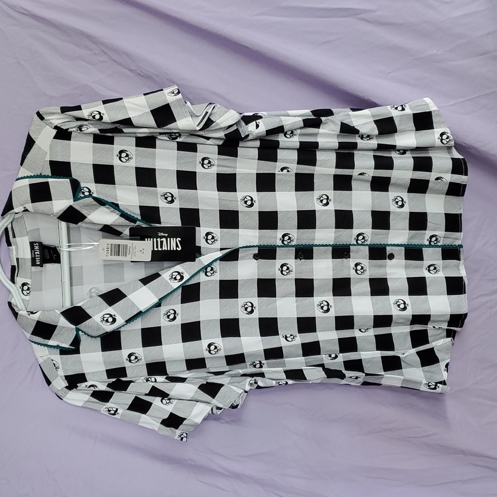 Torrid Disney Villian Checkered shirt